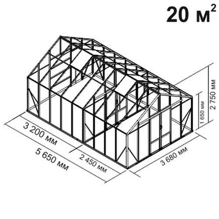 Теплица botanik maximum под стекло 3,6х5,6 м